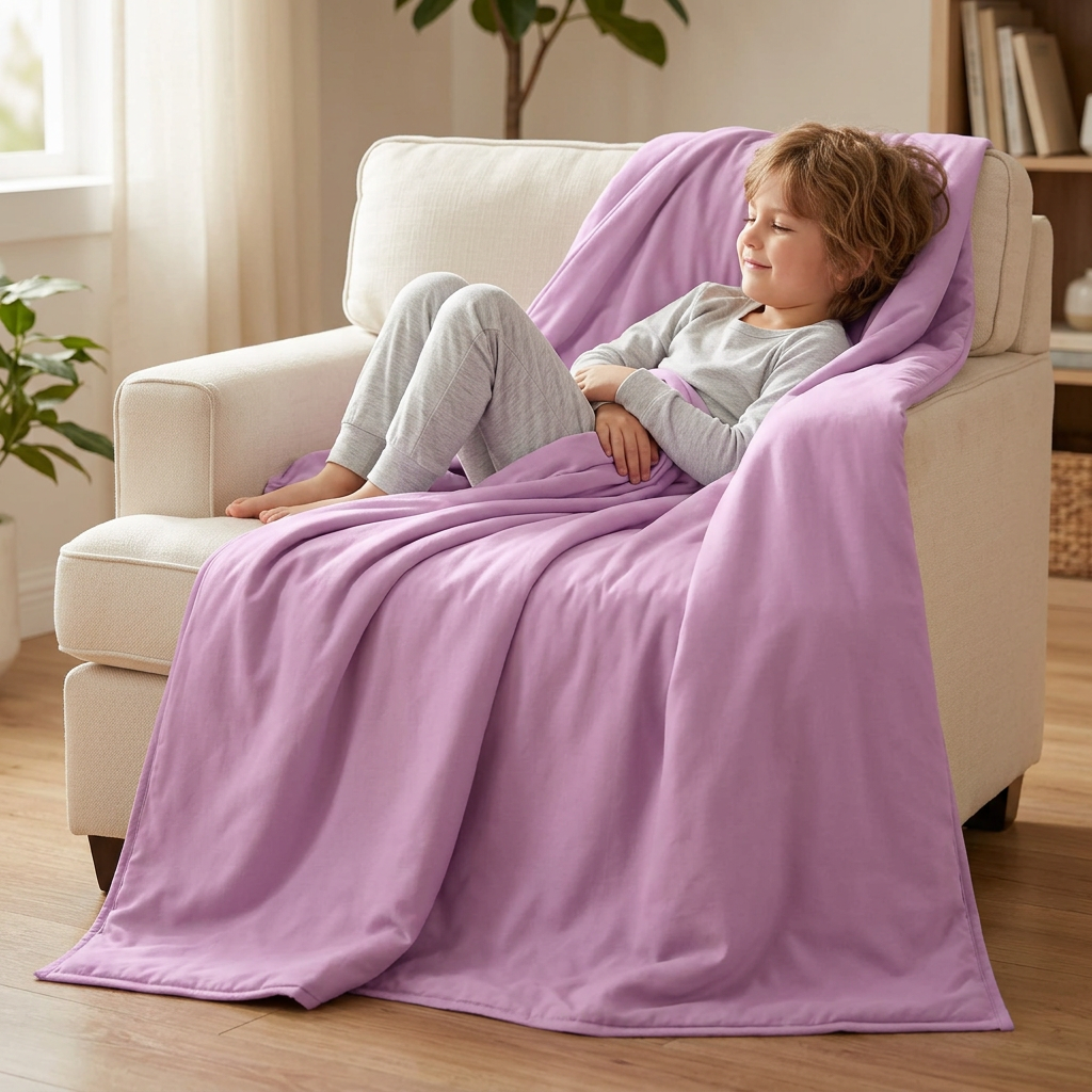 Couverture de Thérapie Originale - Couverture Pondérée avec Housse en Coton Lavande pour Enfants
