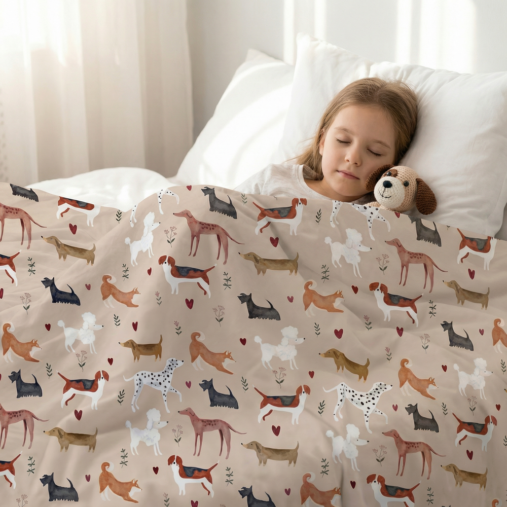 Couverture thérapeutique originale - Couverture pondérée motif chiens avec housse en coton pour enfants