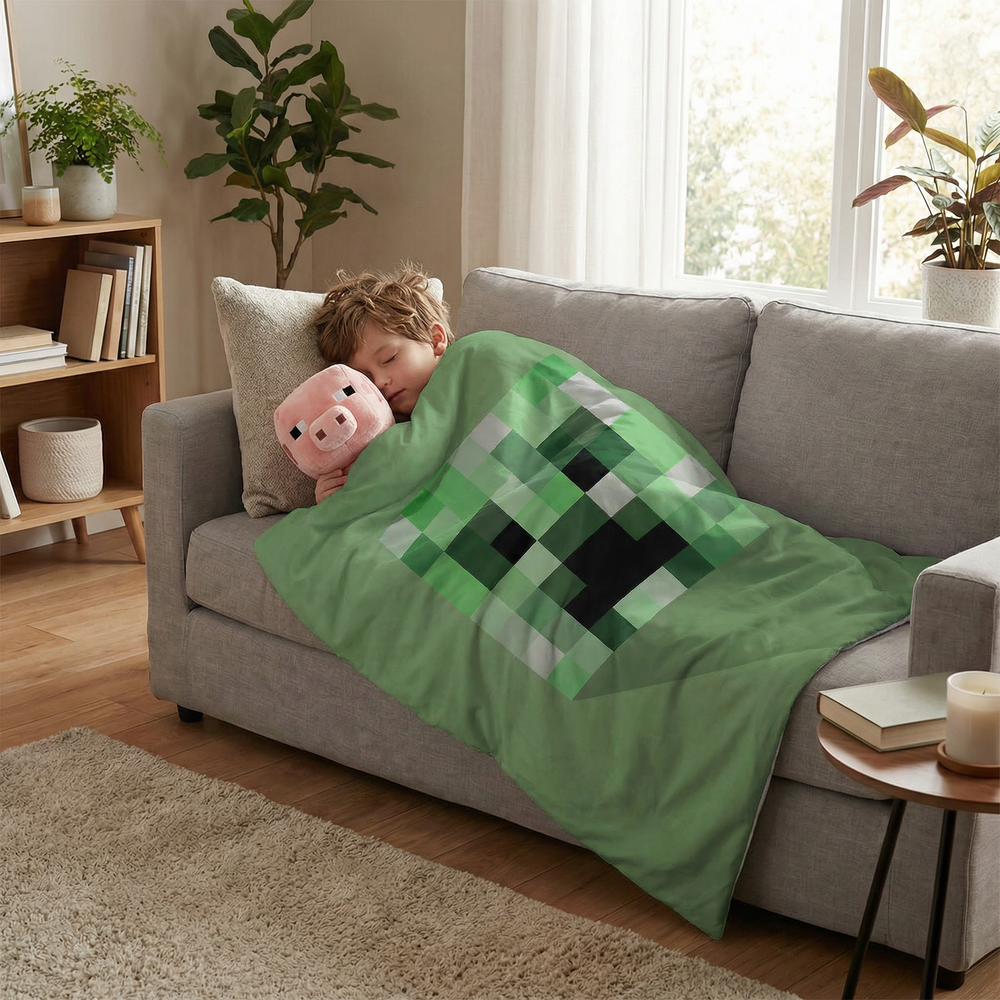 Couverture thérapeutique originale - Couverture lestée Minecraft Creeper avec housse en coton pour enfants et adultes