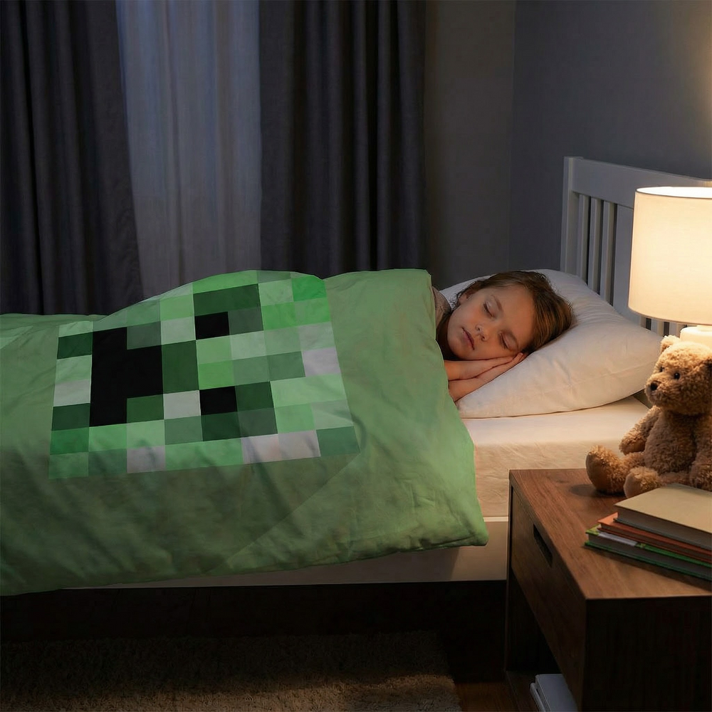 Couverture thérapeutique originale - Couverture lestée Minecraft Creeper avec housse en coton pour enfants et adultes