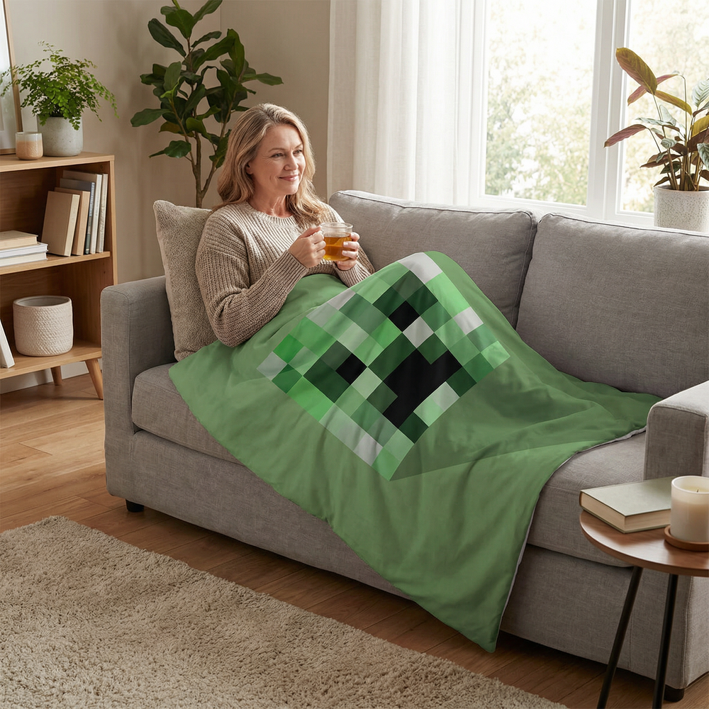 Couverture thérapeutique originale - Couverture lestée Minecraft Creeper avec housse en coton pour enfants et adultes