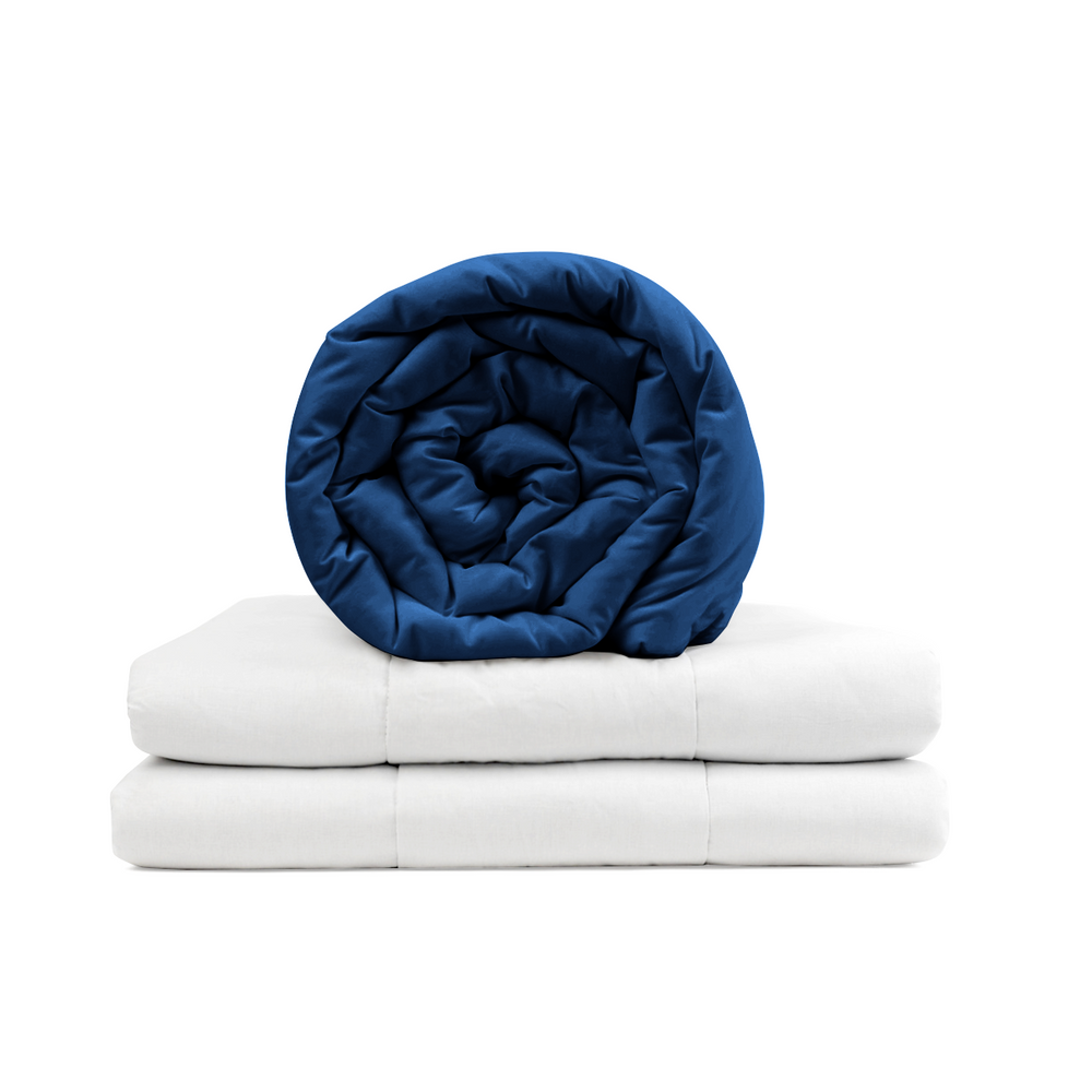 Couverture thérapeutique originale - Couverture pondérée avec housse en coton bleue pour adultes