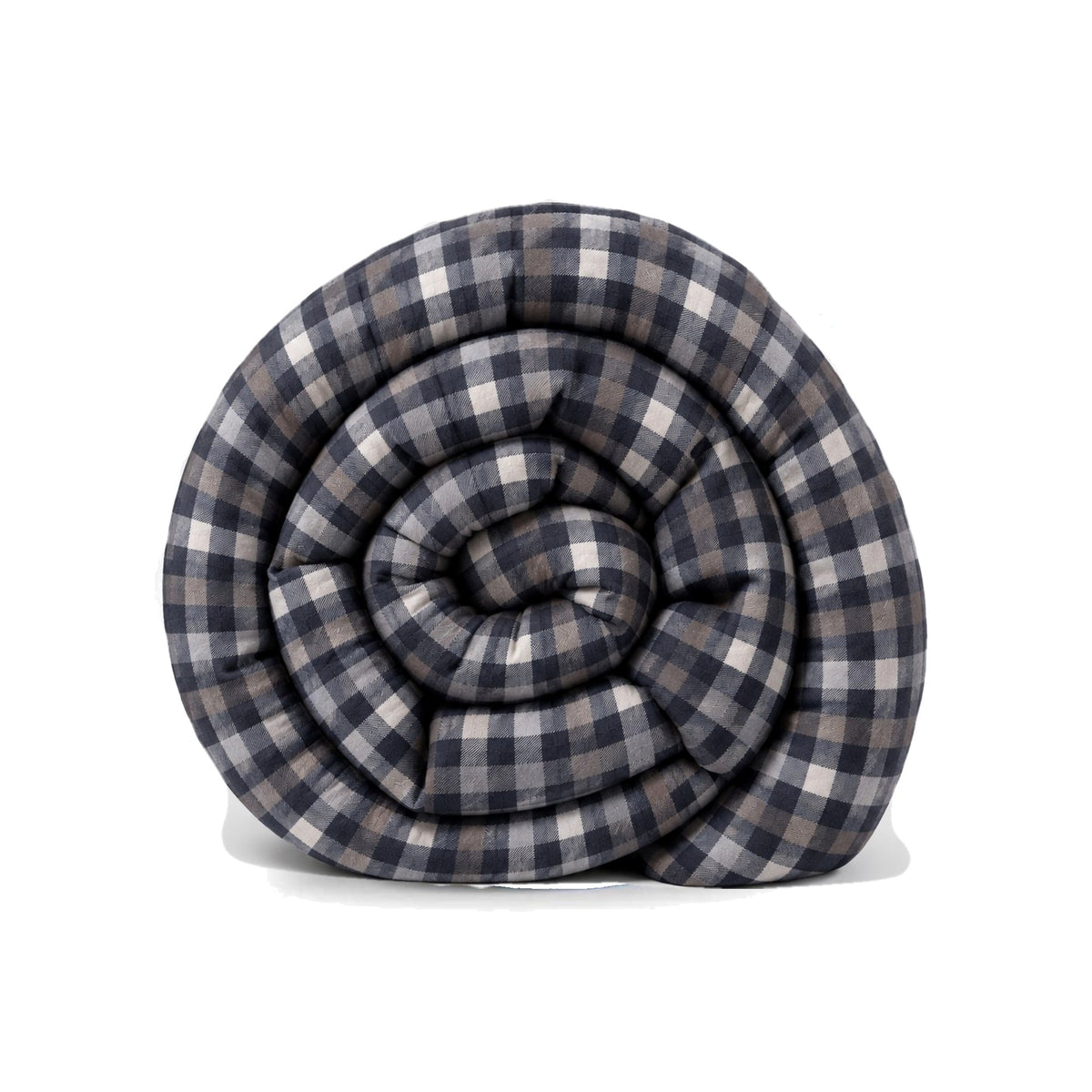 Housse en flanelle à carreaux gris, enroulée