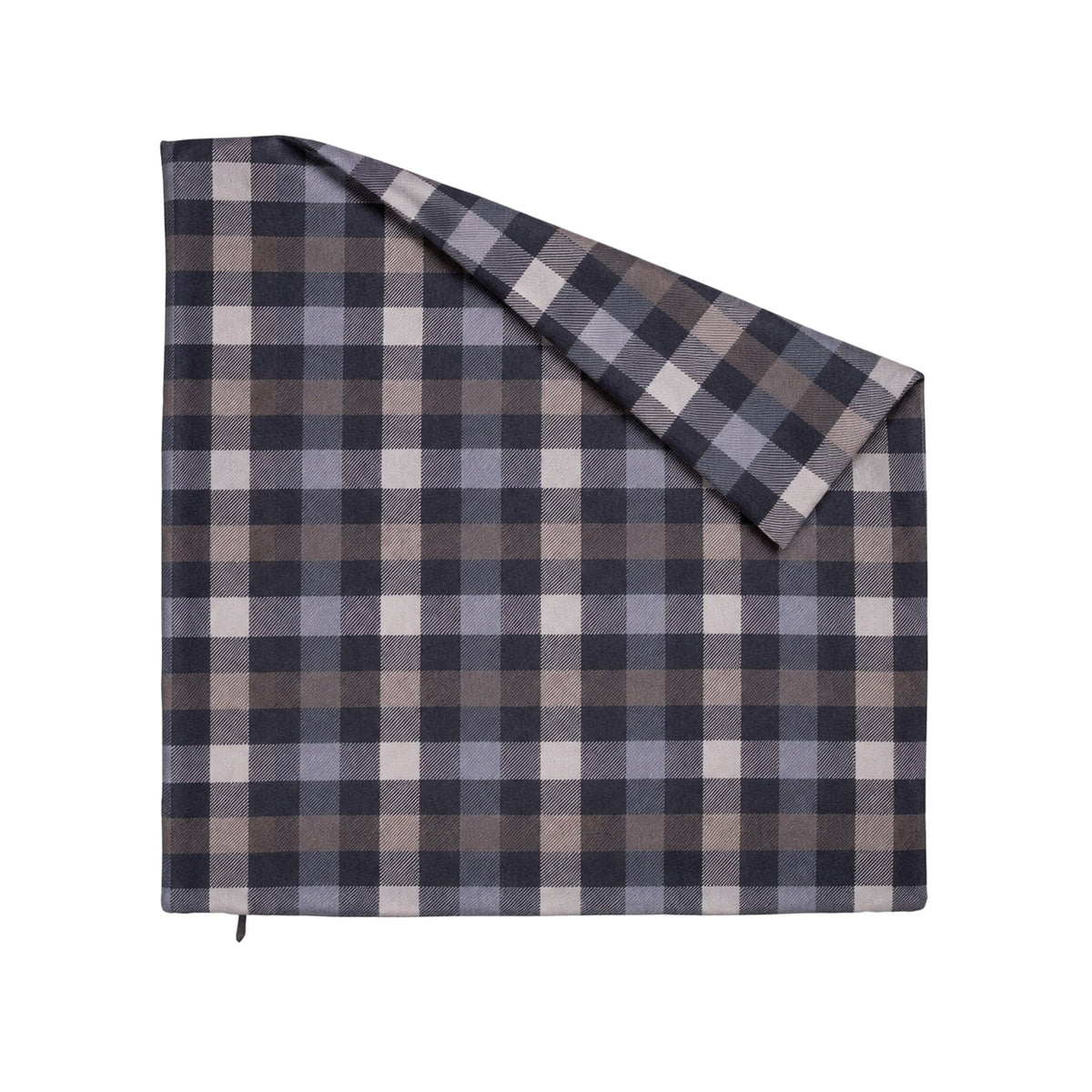 Housse de coussin en flanelle à carreaux gris, housse vide avec un coin rabattu