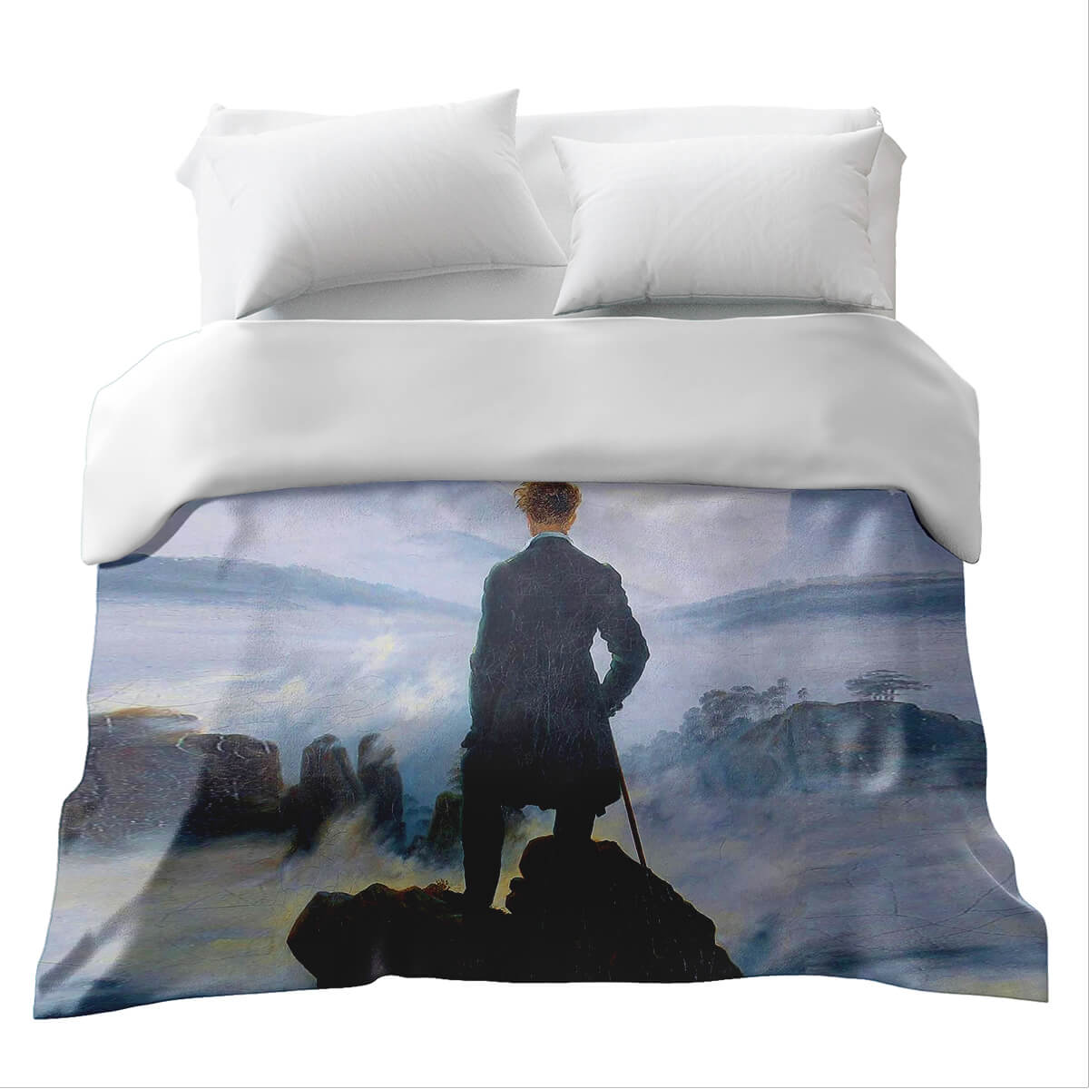 Couverture thérapeutique originale - Housse en coton Le Voyageur au-dessus de la mer de brouillard