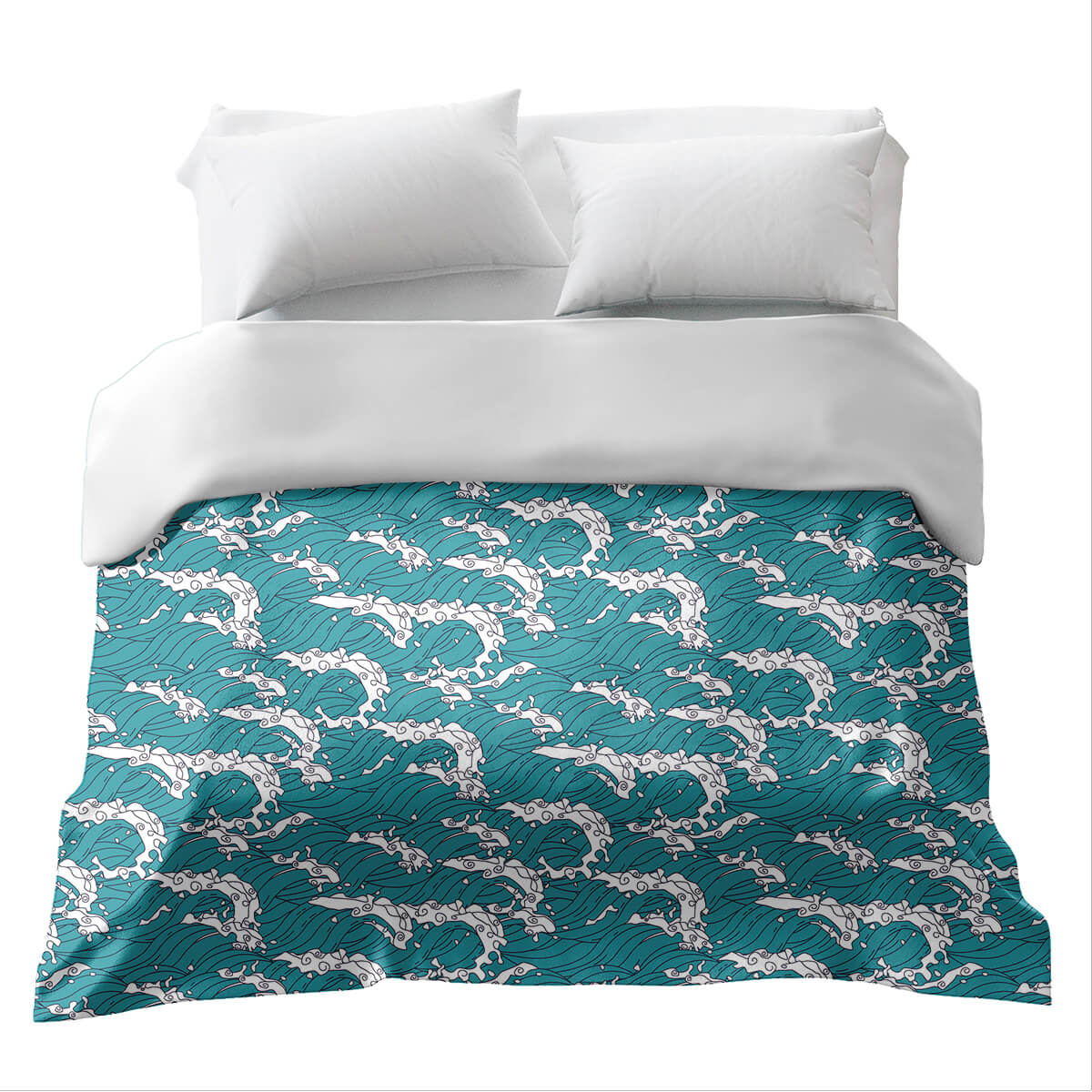 Couverture thérapeutique originale - Housse en coton Vague japonaise