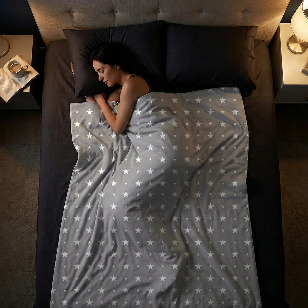 Couverture thérapeutique originale - Couverture pondérée avec housse en coton à étoiles pour adultes
