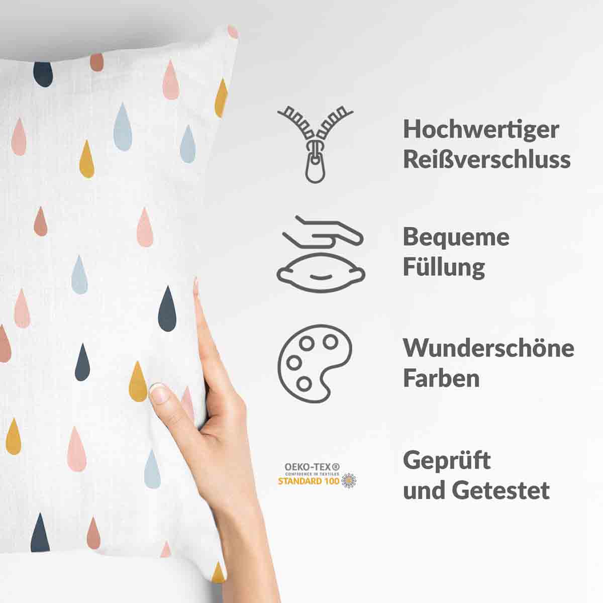 Coussin de santé avec des gouttes colorées