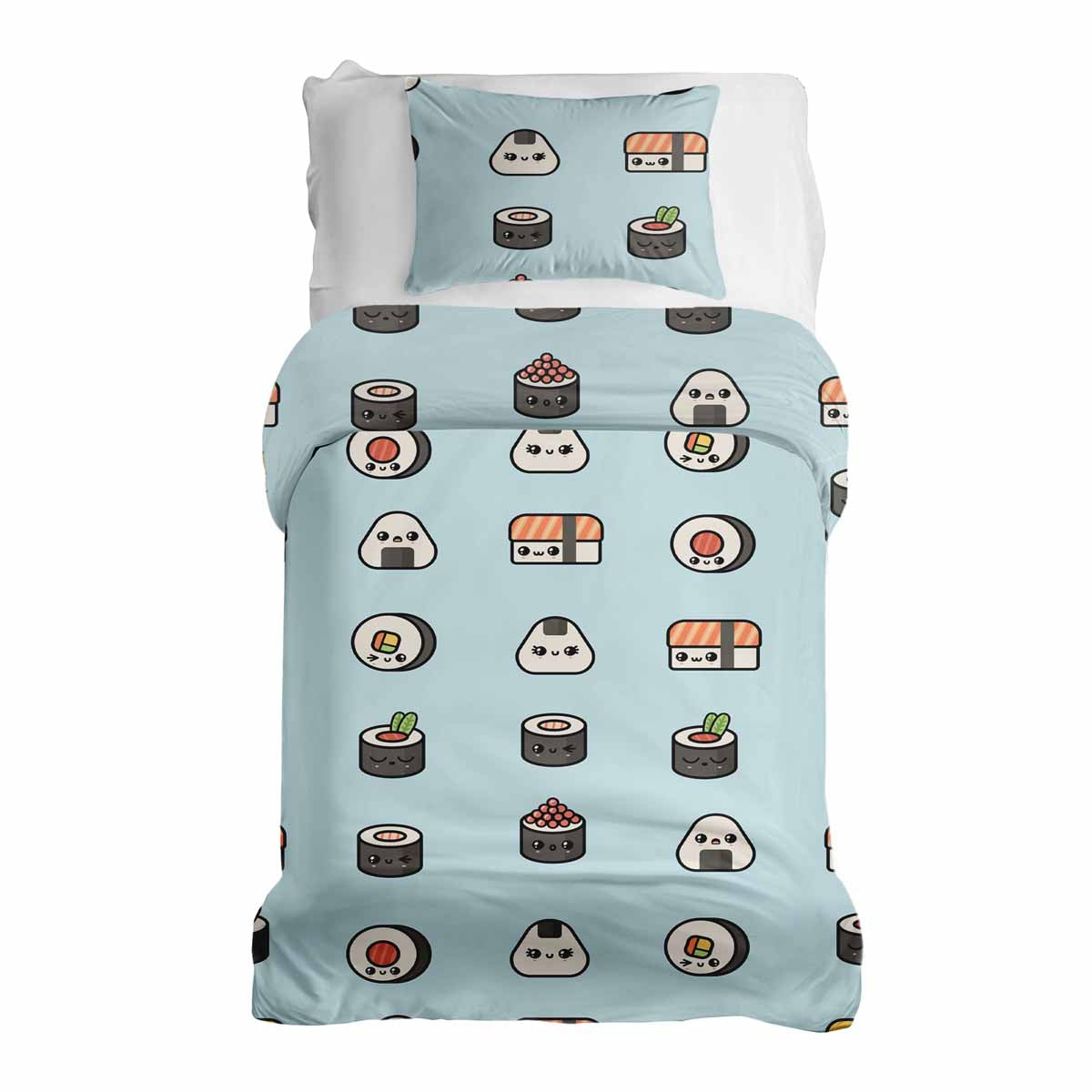Original Therapiedecke - Ensemble de literie en coton Bleu clair avec sushi