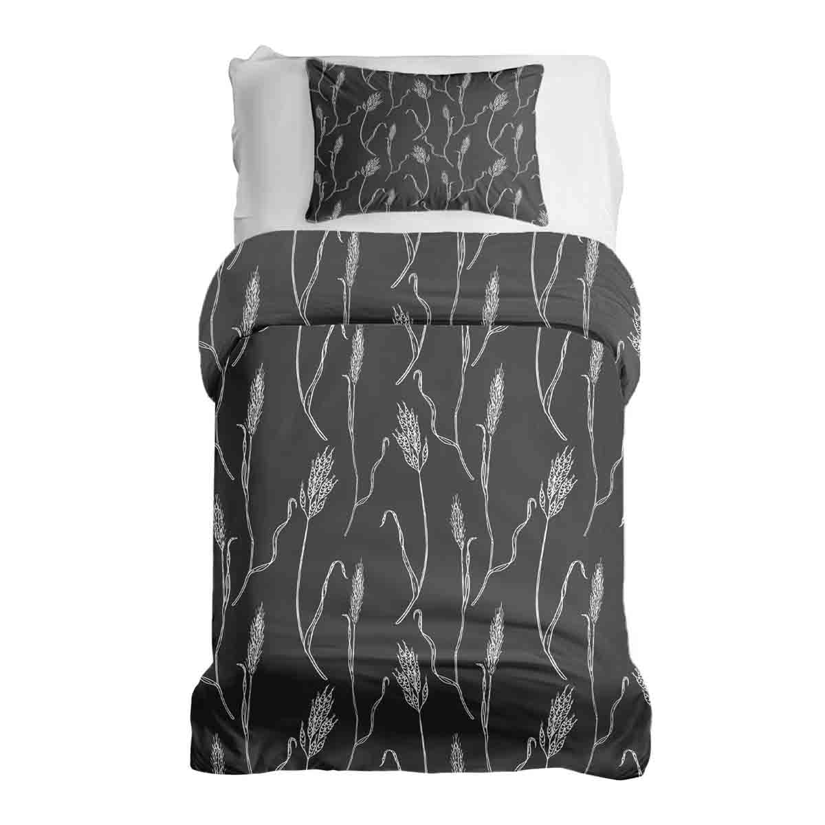 Original Therapiedecke - Ensemble de literie en coton Gris foncé avec branches blanches