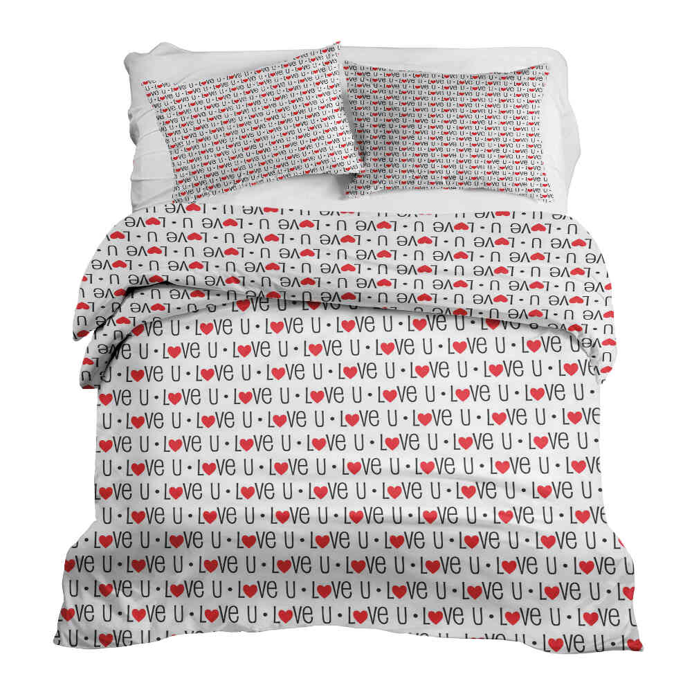 Couette de thérapie Ensemble de literie Blanc Love U