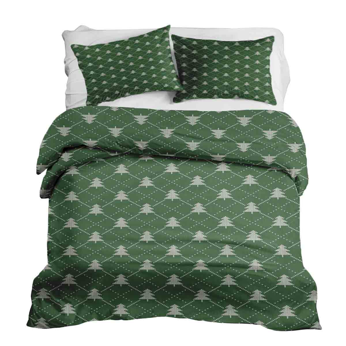 Original Therapiedecke - Ensemble de literie en coton Vert avec sapins