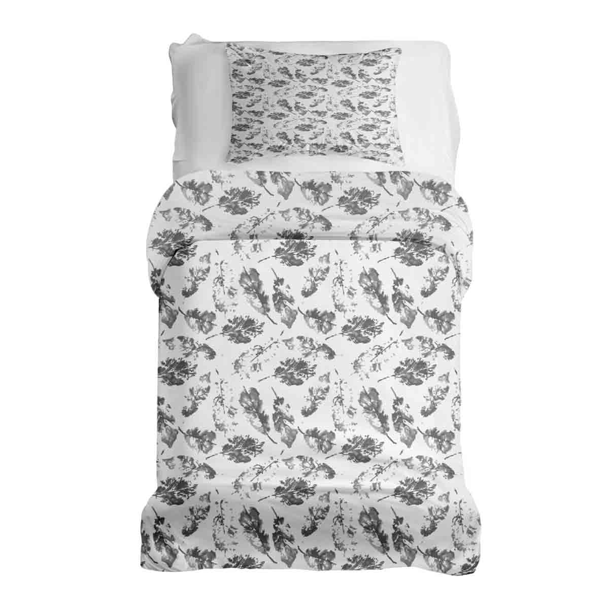 Couette de thérapie Ensemble de literie blanc avec feuilles grises