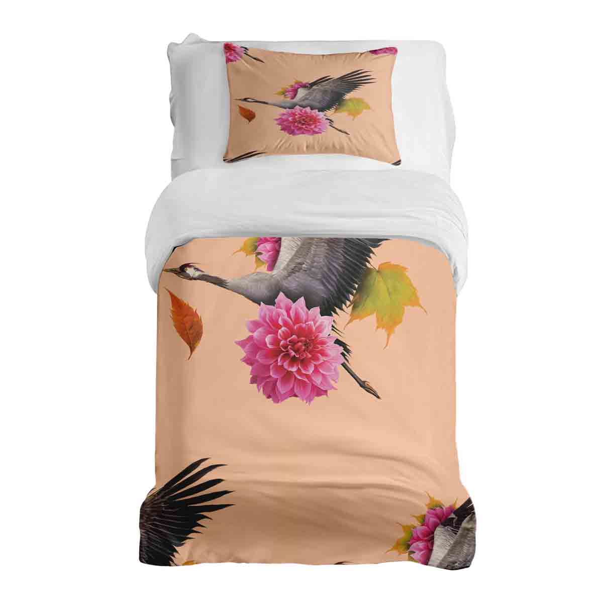Original Therapiedecke - Ensemble de literie en coton Orange avec Grue