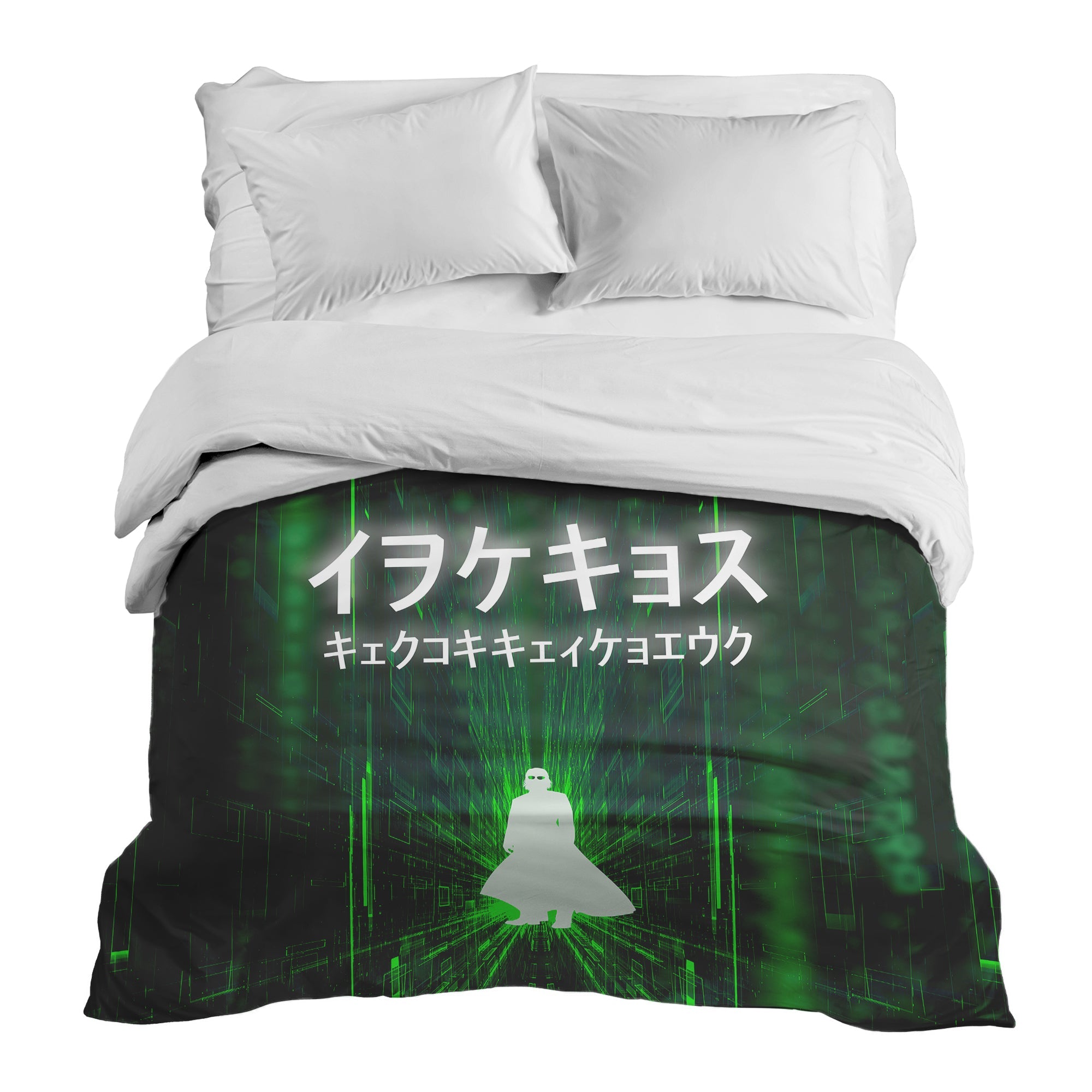 Couverture thérapeutique originale - Housse en coton verte avec caractères écrits