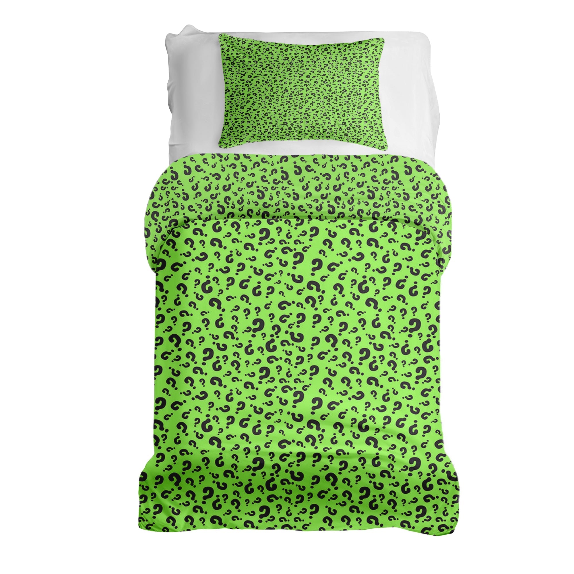 Couverture Thérapeutique Originale TD - Ensemble de Literie en Coton Vert Clair avec Points d'Interrogation