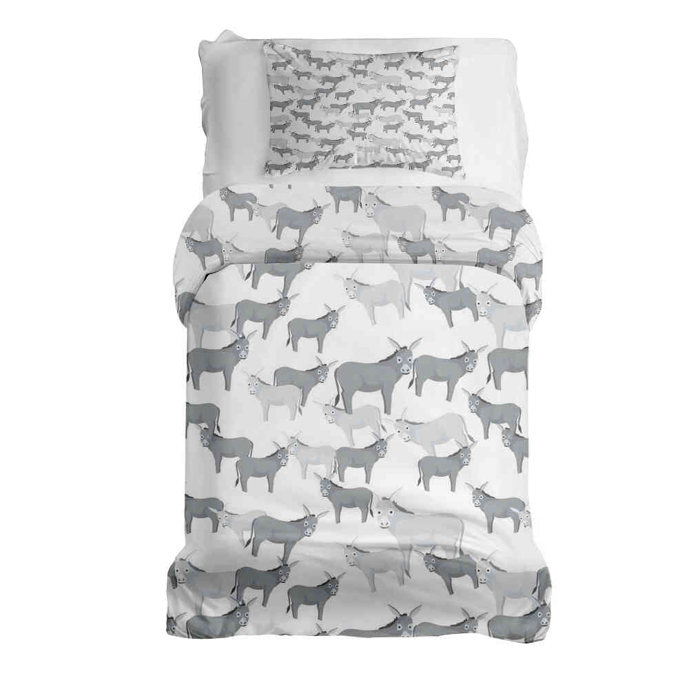 Original Therapiedecke - Ensemble de literie en coton gris avec ânes