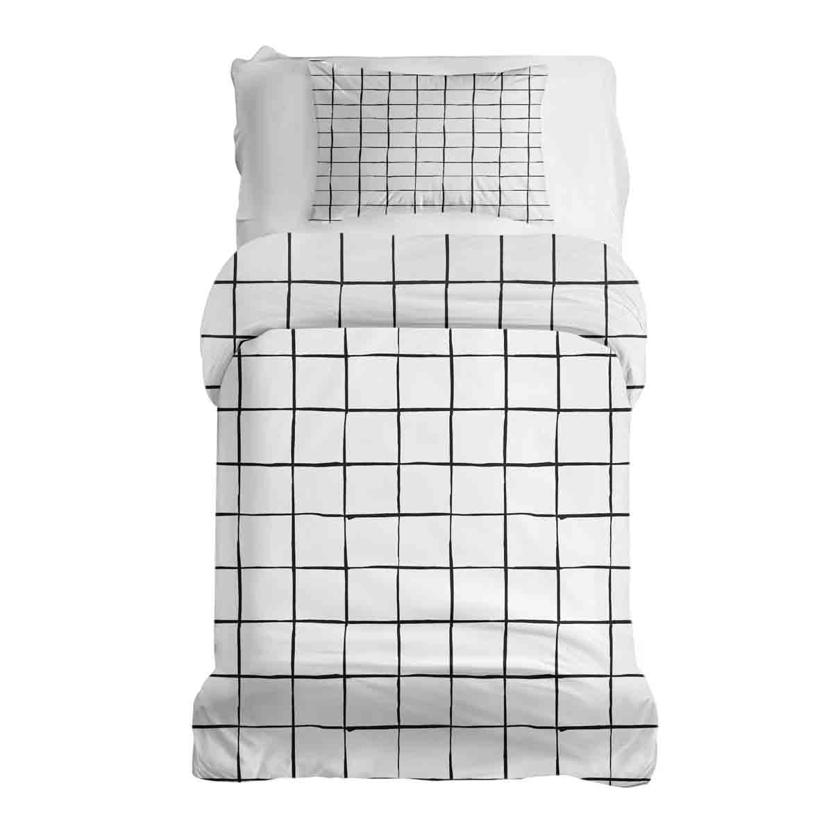 Couette de thérapie Ensemble de literie blanc avec carreaux noirs