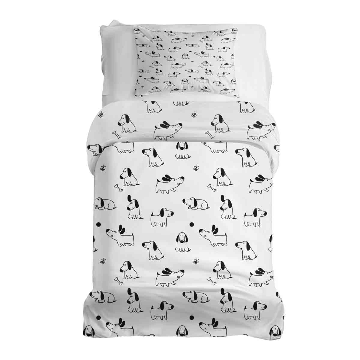 Ensemble de literie avec couverture thérapeutique blanc avec chiens