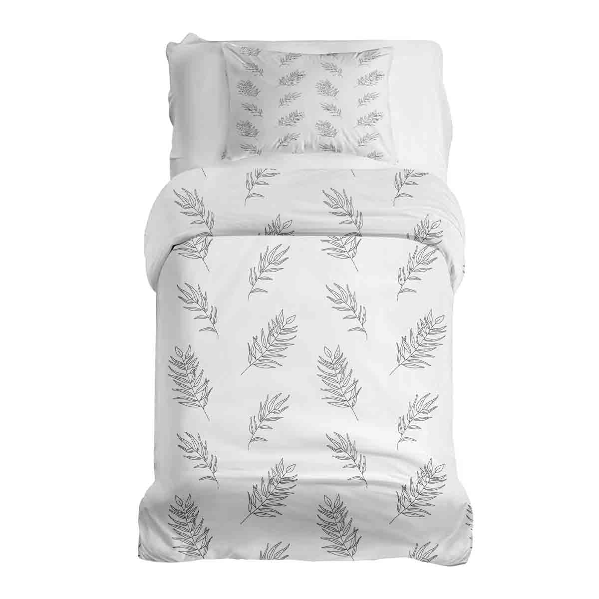 Ensemble de literie avec couverture thérapeutique blanc avec branches grises