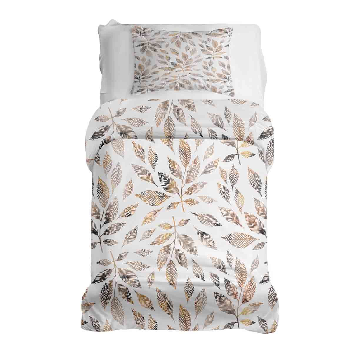 Ensemble de literie avec couverture thérapeutique blanc avec branches brun clair