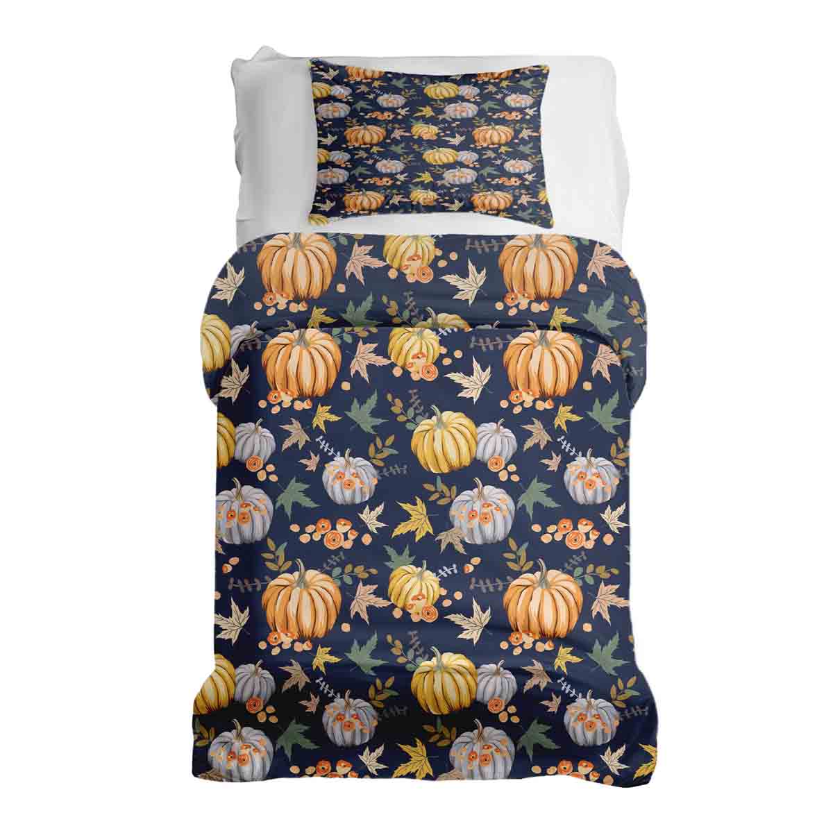 Original Therapiedecke - Ensemble de literie en coton Bleu avec citrouilles