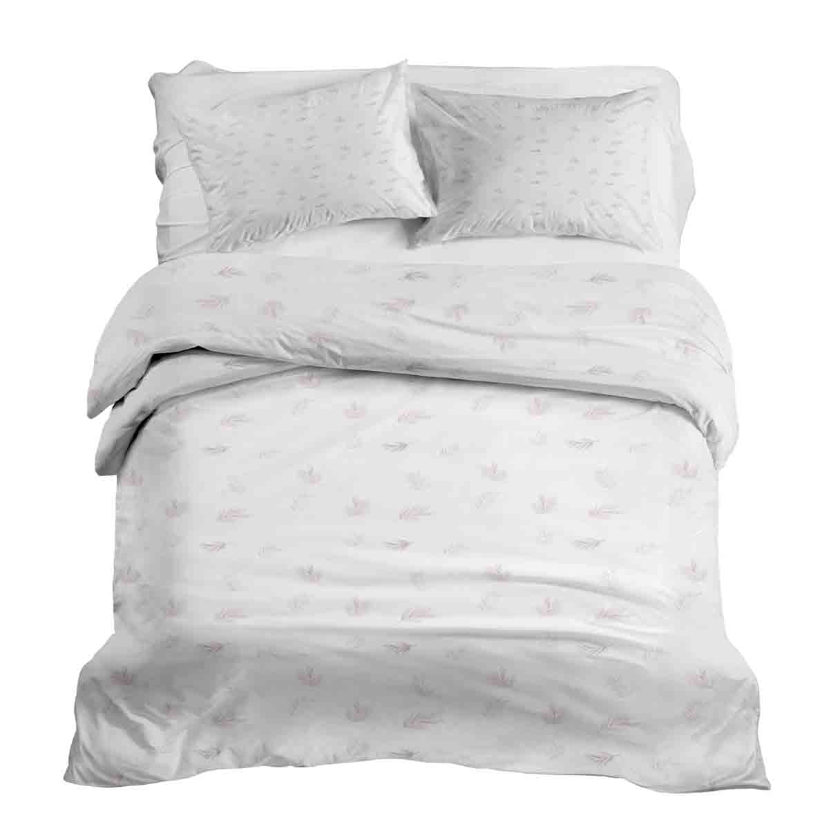 Ensemble de literie avec couverture thérapeutique blanc avec branches roses