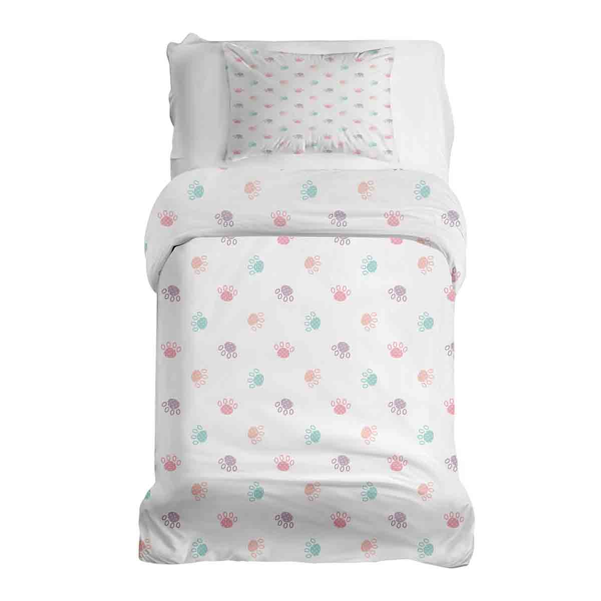 Couette thérapeutique Ensemble de literie blanc avec pattes colorées