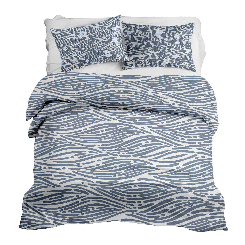 Ensemble de literie avec couverture thérapeutique motif ondulé bleu