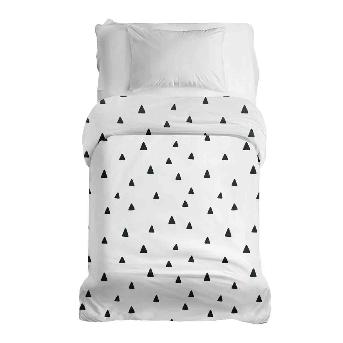 Couverture thérapeutique originale - Housse en coton blanc avec triangles noirs