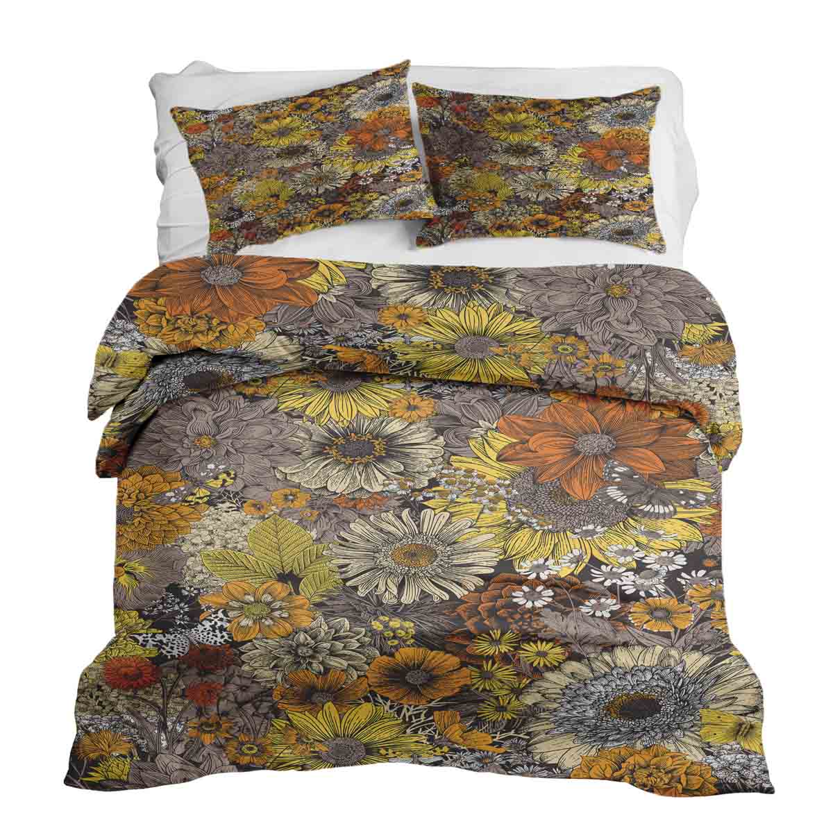Original Therapiedecke - Ensemble de literie en coton fleurs jaunes