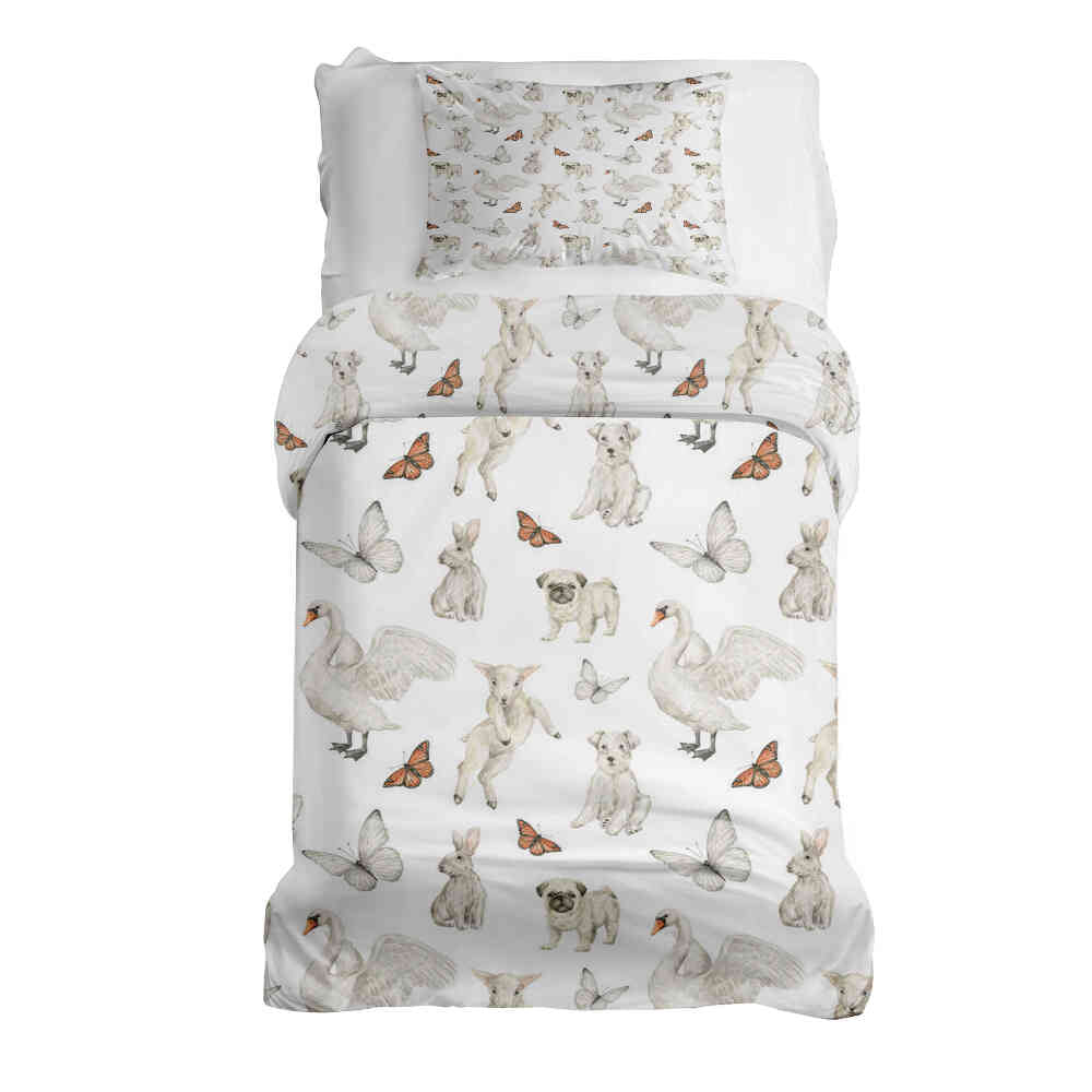 Couette de thérapie Ensemble de literie Blanc animaux mignons