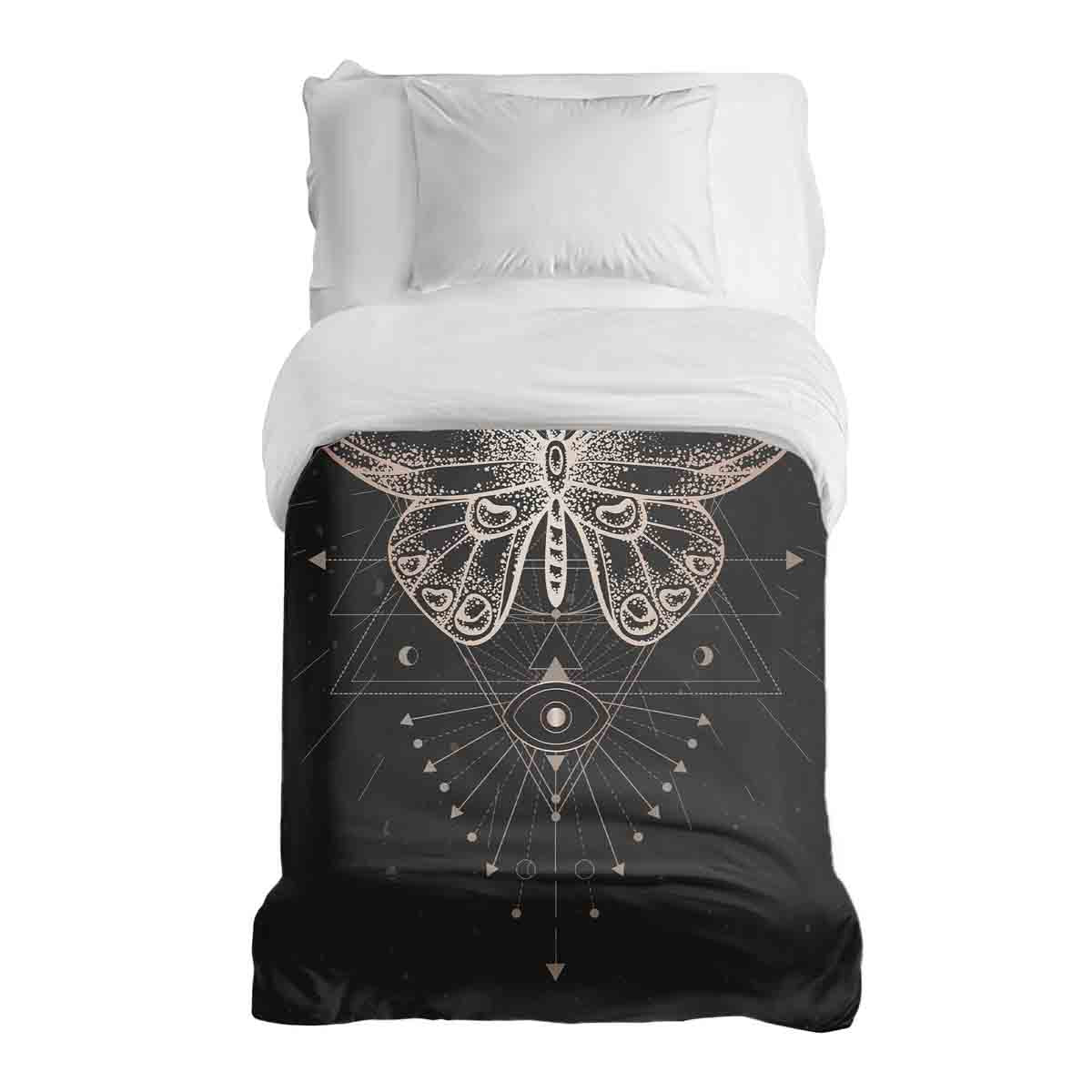 Couverture thérapeutique originale - Housse en coton noire avec papillon