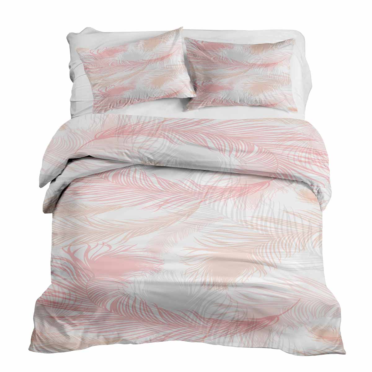Ensemble de literie avec couverture thérapeutique blanc avec plumes roses