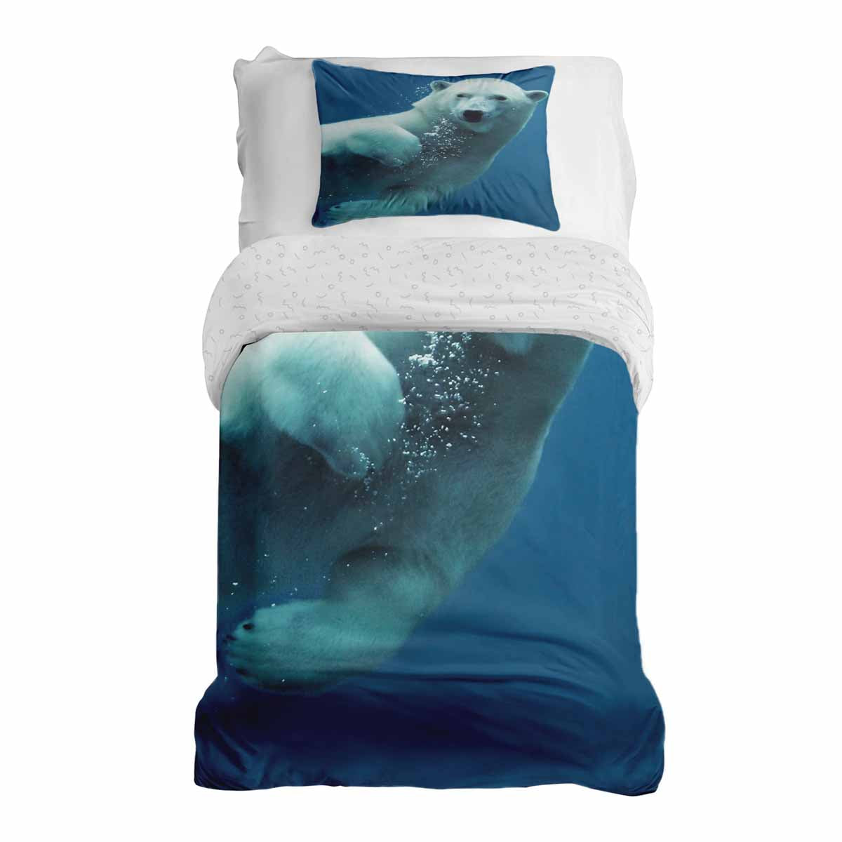 Original Therapiedecke - Ensemble de literie en coton TD bleu avec ours polaire