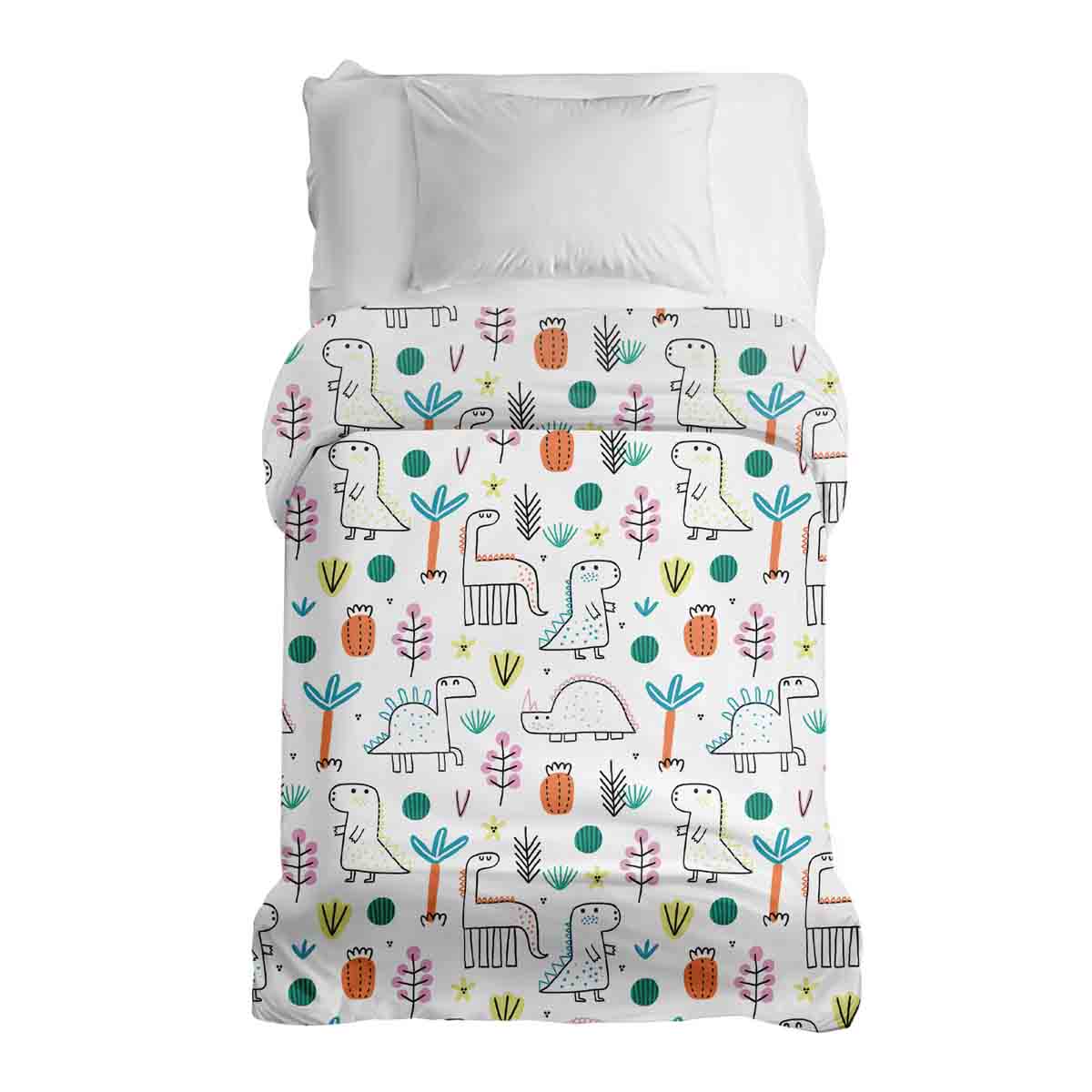 Couverture thérapeutique originale - Housse en coton avec des dinos colorés