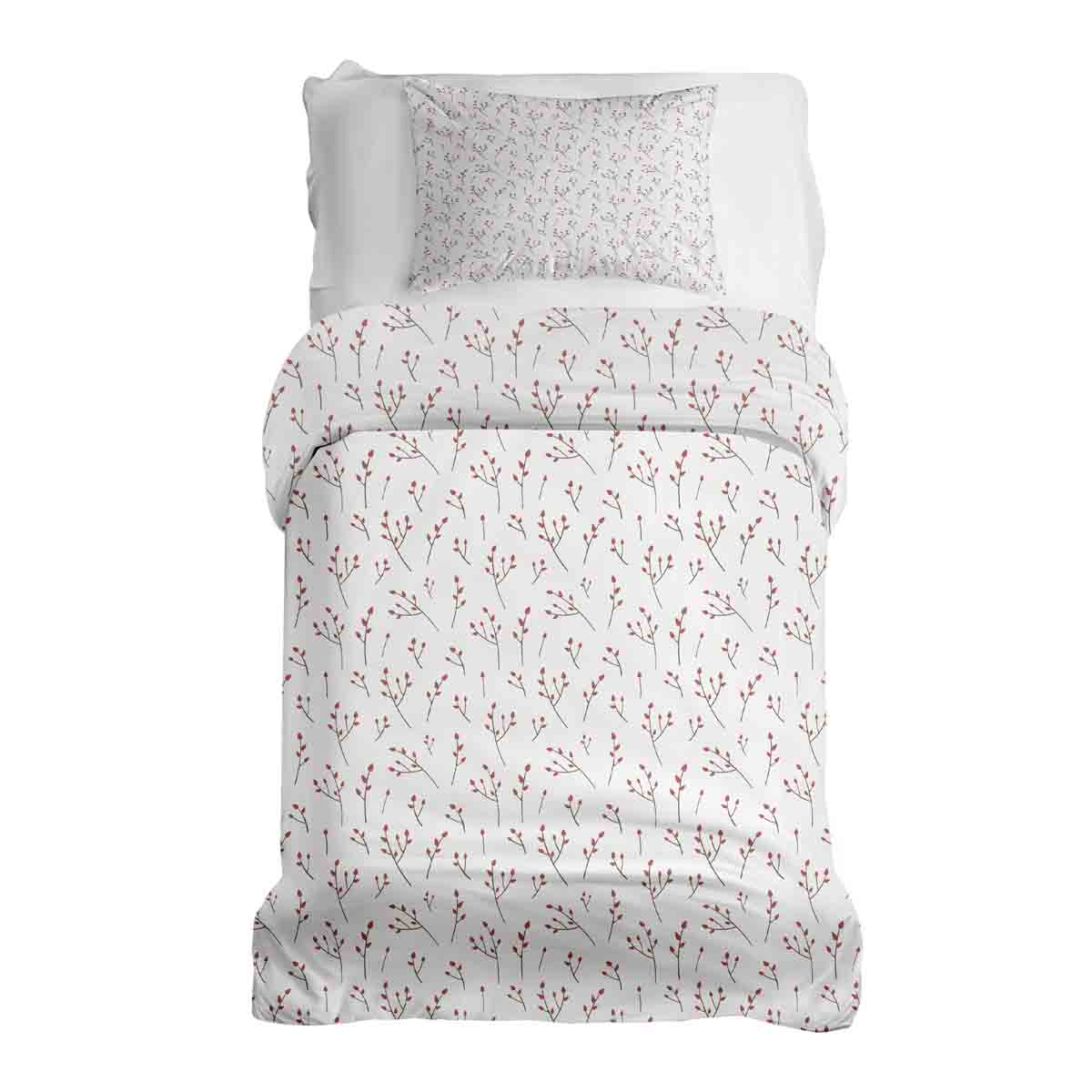 Ensemble de literie avec couverture thérapeutique blanc avec délicates roses