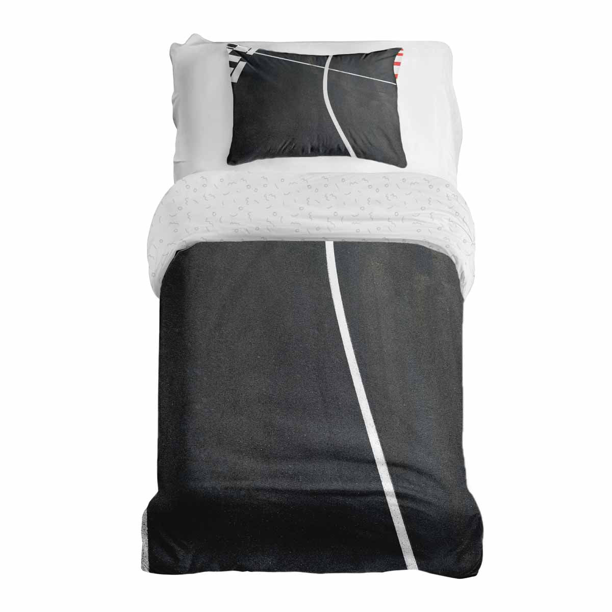 Original Therapiedecke - Ensemble de literie en coton TD gris foncé avec rayures blanches