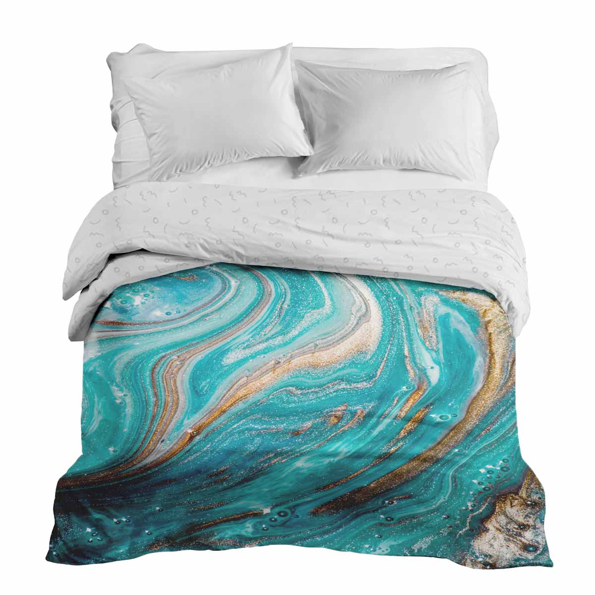Couverture thérapeutique originale - Housse en coton marbre turquoise