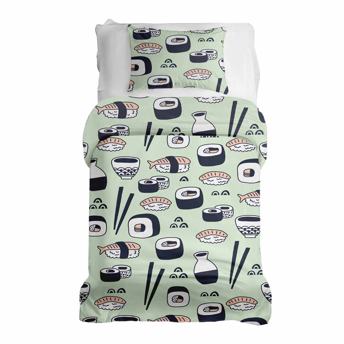 Original Therapiedecke - Ensemble de literie en coton Vert clair avec sushi