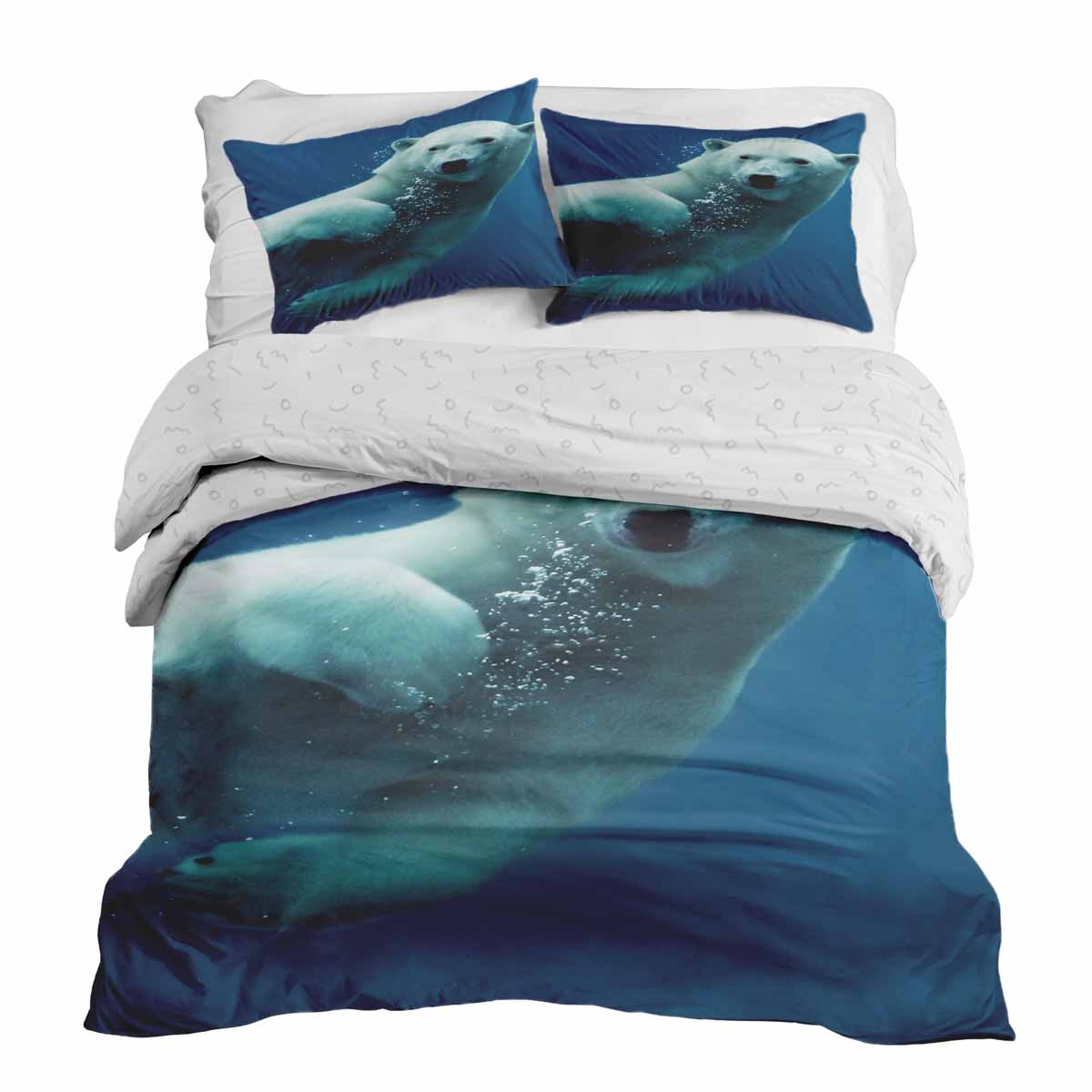 Original Therapiedecke - Ensemble de literie en coton TD bleu avec ours polaire