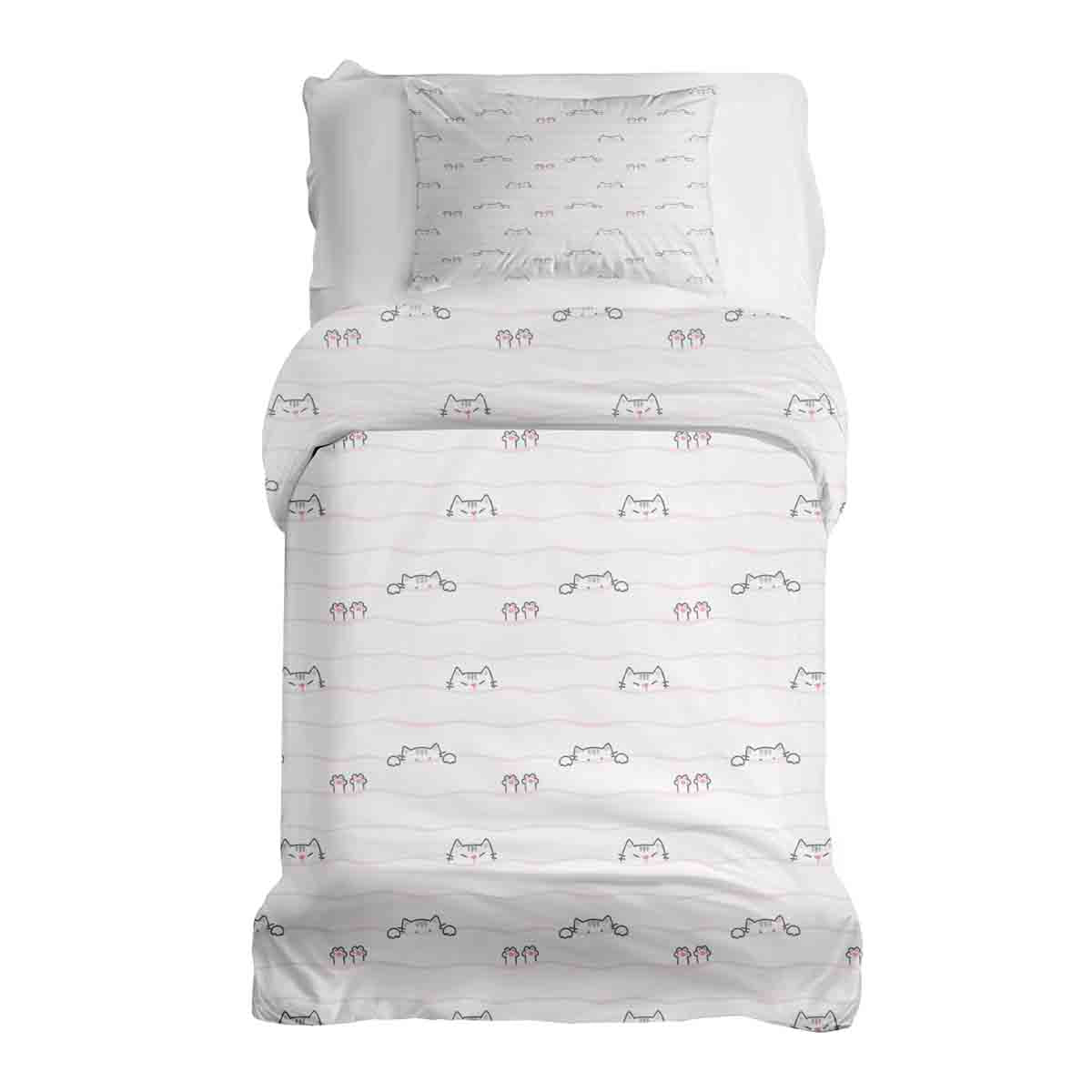 Couette de thérapie Ensemble de literie blanc avec petits chats