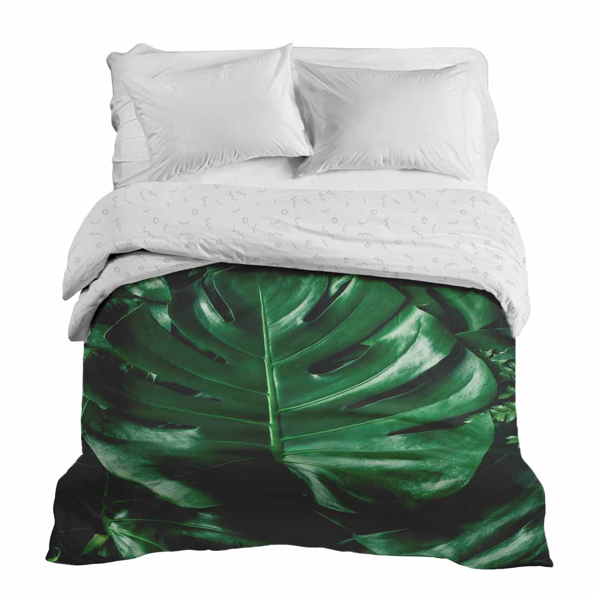 Couverture thérapeutique originale - Housse en coton avec plante Monstera