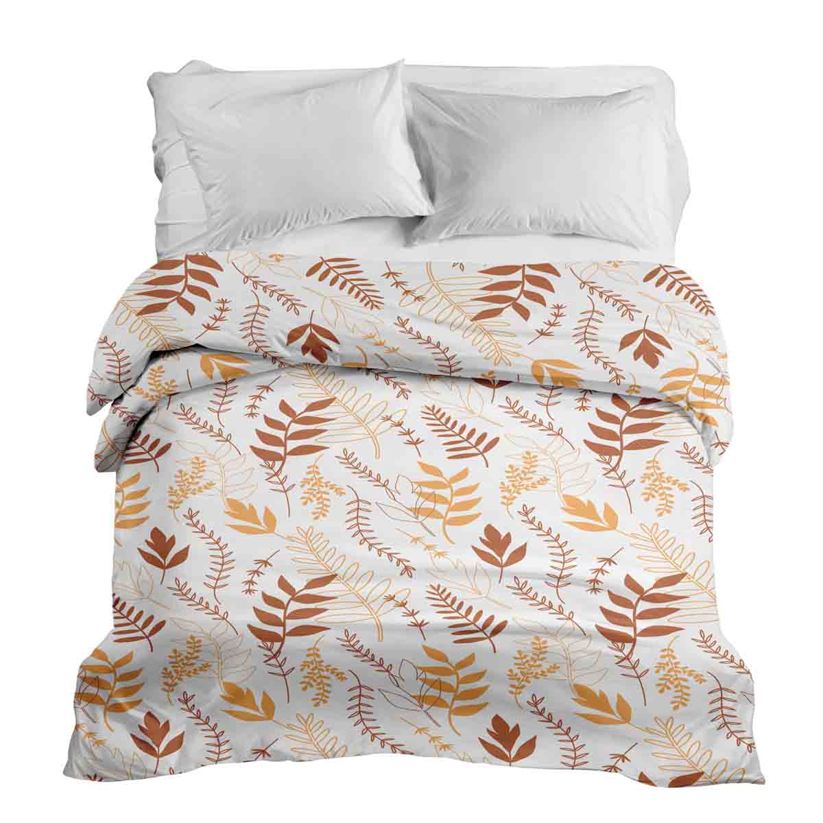 Couverture thérapeutique originale - Housse en coton blanc avec branches automnales