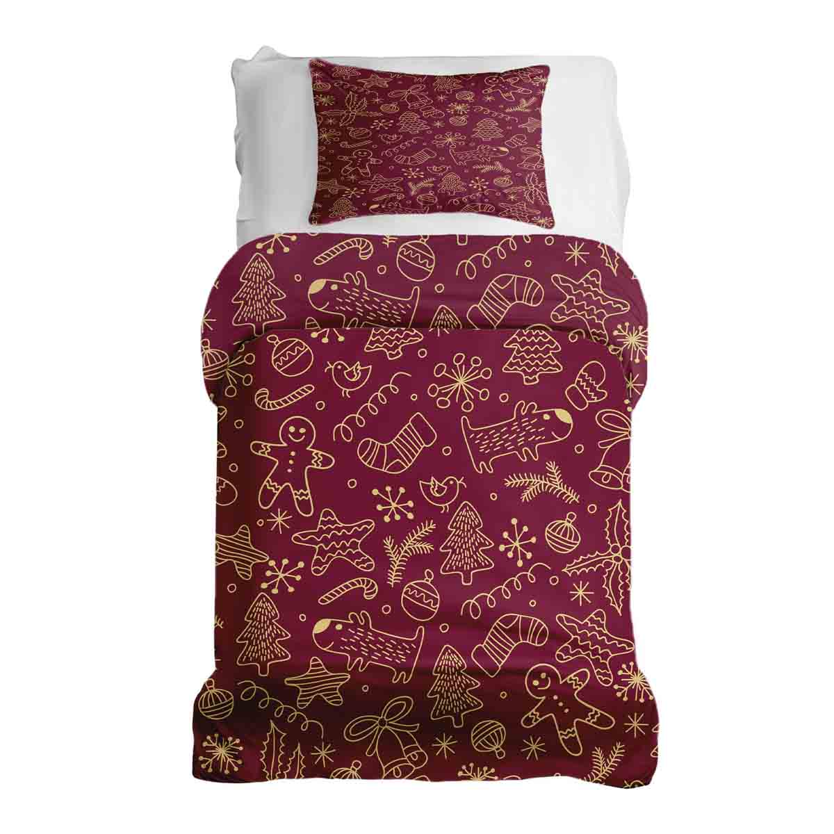 Original Therapiedecke - Ensemble de literie en coton Rouge avec motifs de Noël amusants