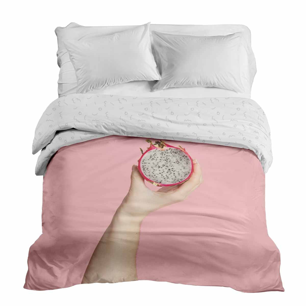 Couverture thérapeutique originale - Housse en coton rose avec fruit du dragon