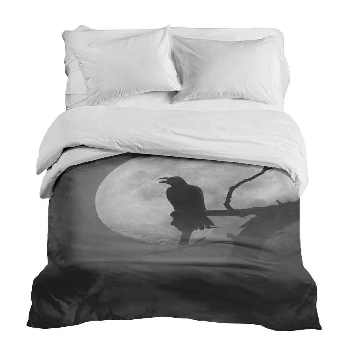 Couverture thérapeutique originale - Housse en coton Corbeau au clair de lune