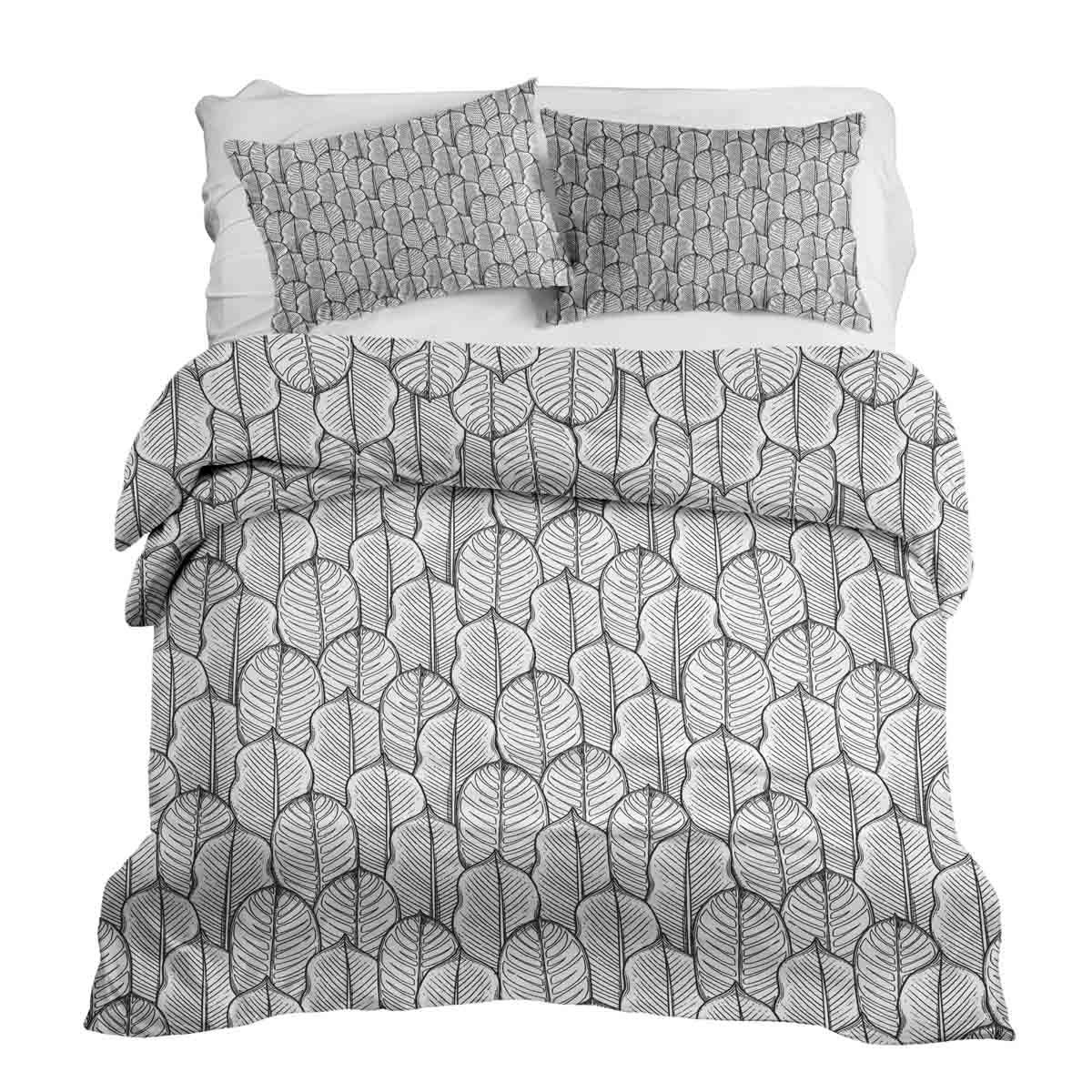 Original Therapiedecke - Ensemble de literie en coton TD gris avec feuilles d'érable