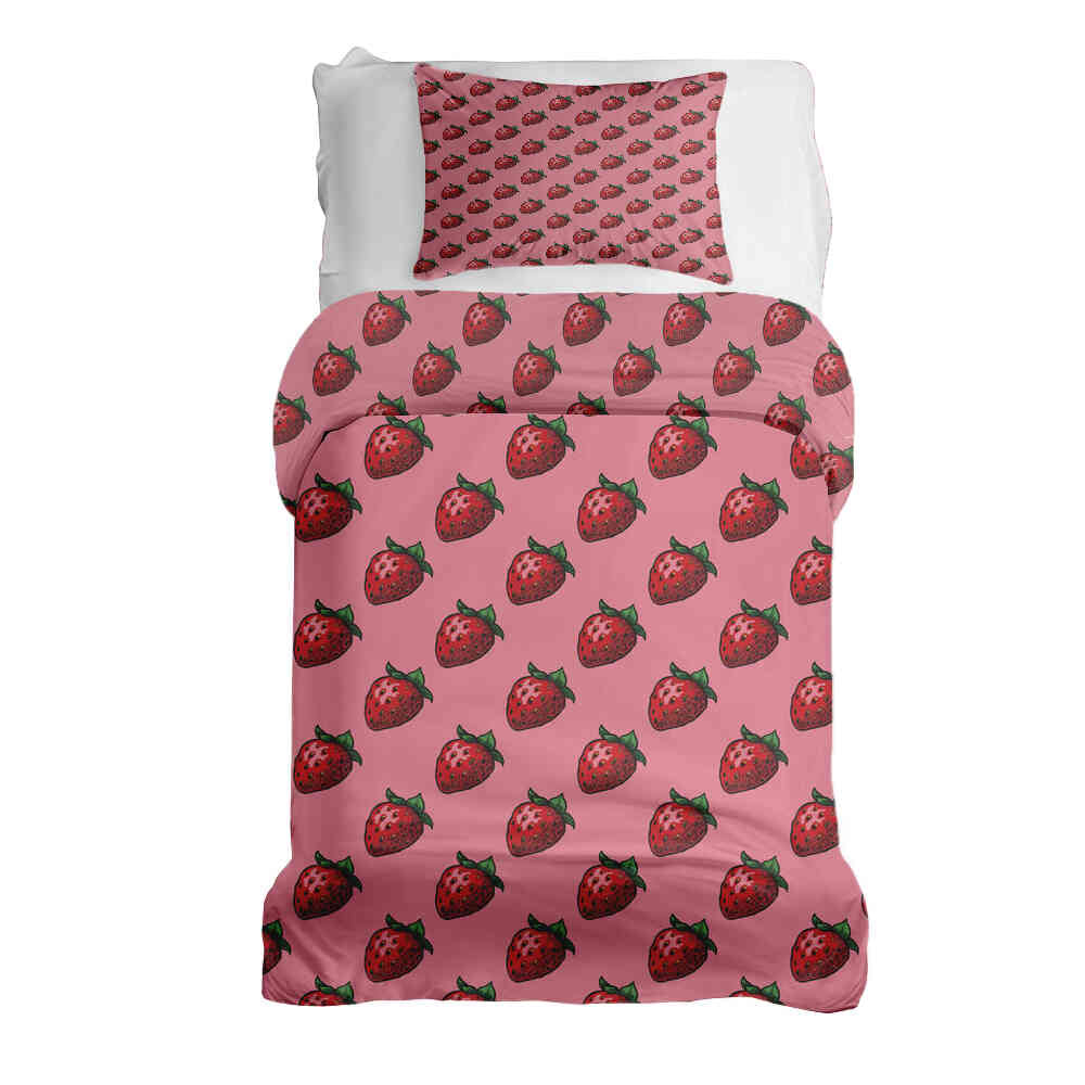 Original Therapiedecke - Ensemble de literie en coton rose avec fraises