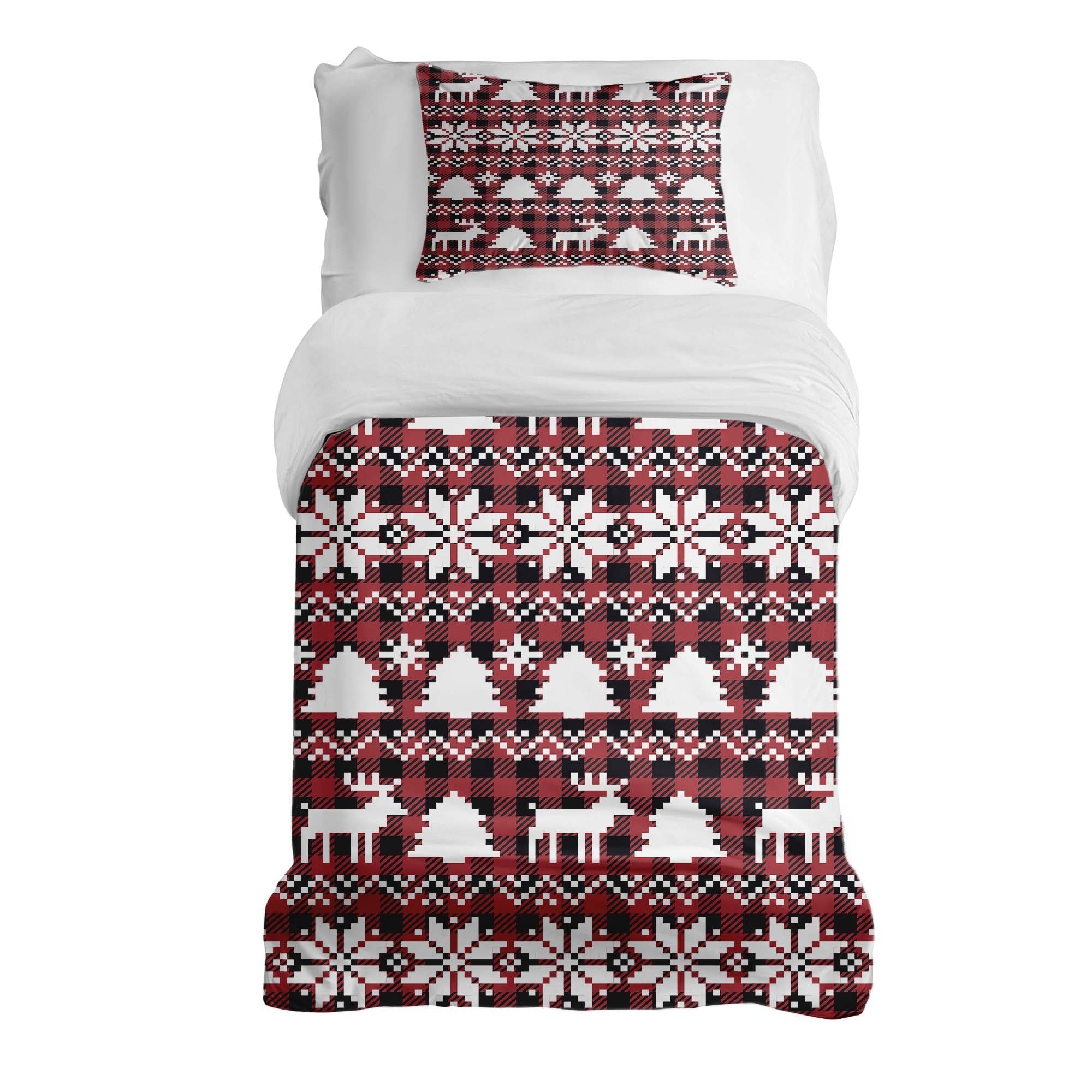 Original Therapiedecke - Ensemble de literie en coton Carreaux avec motifs de Noël